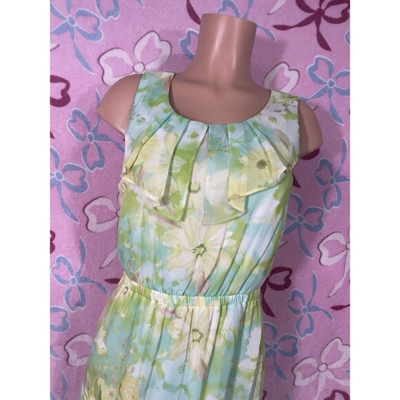 Maurice’s Floral Green Spring Yellow Mini Dress Size Medium womens - Picture 3 of 6